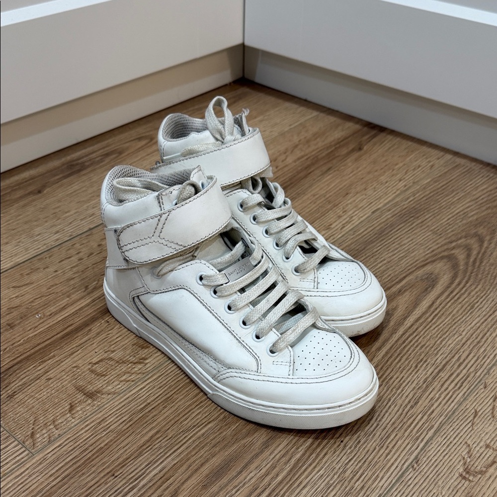 Stylish YSL White High-Top Sneakers